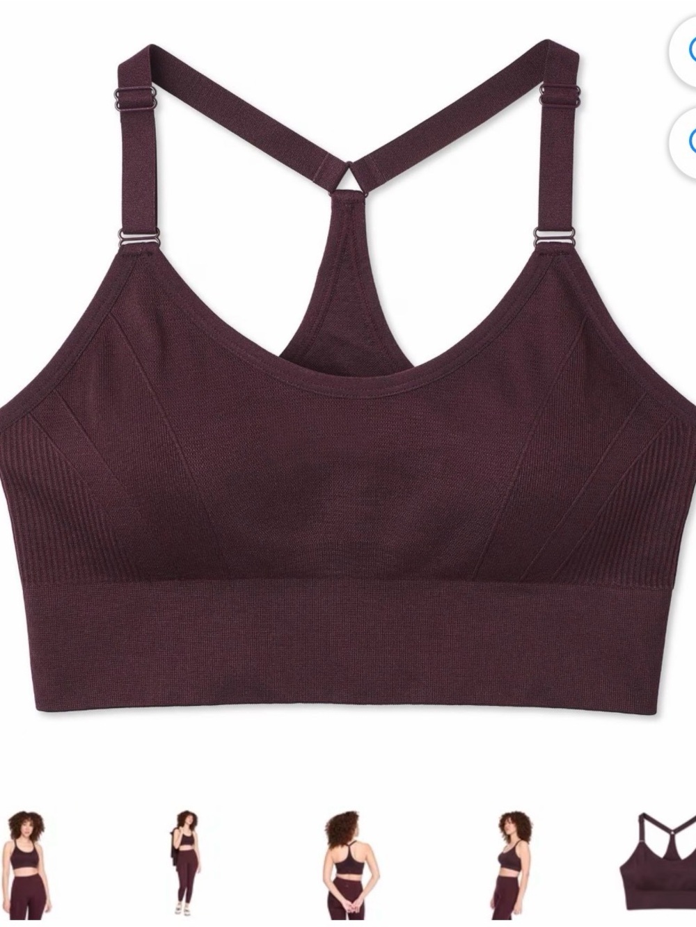 Athletic Works Seamless Racerback Bralette and Shorts - Plum